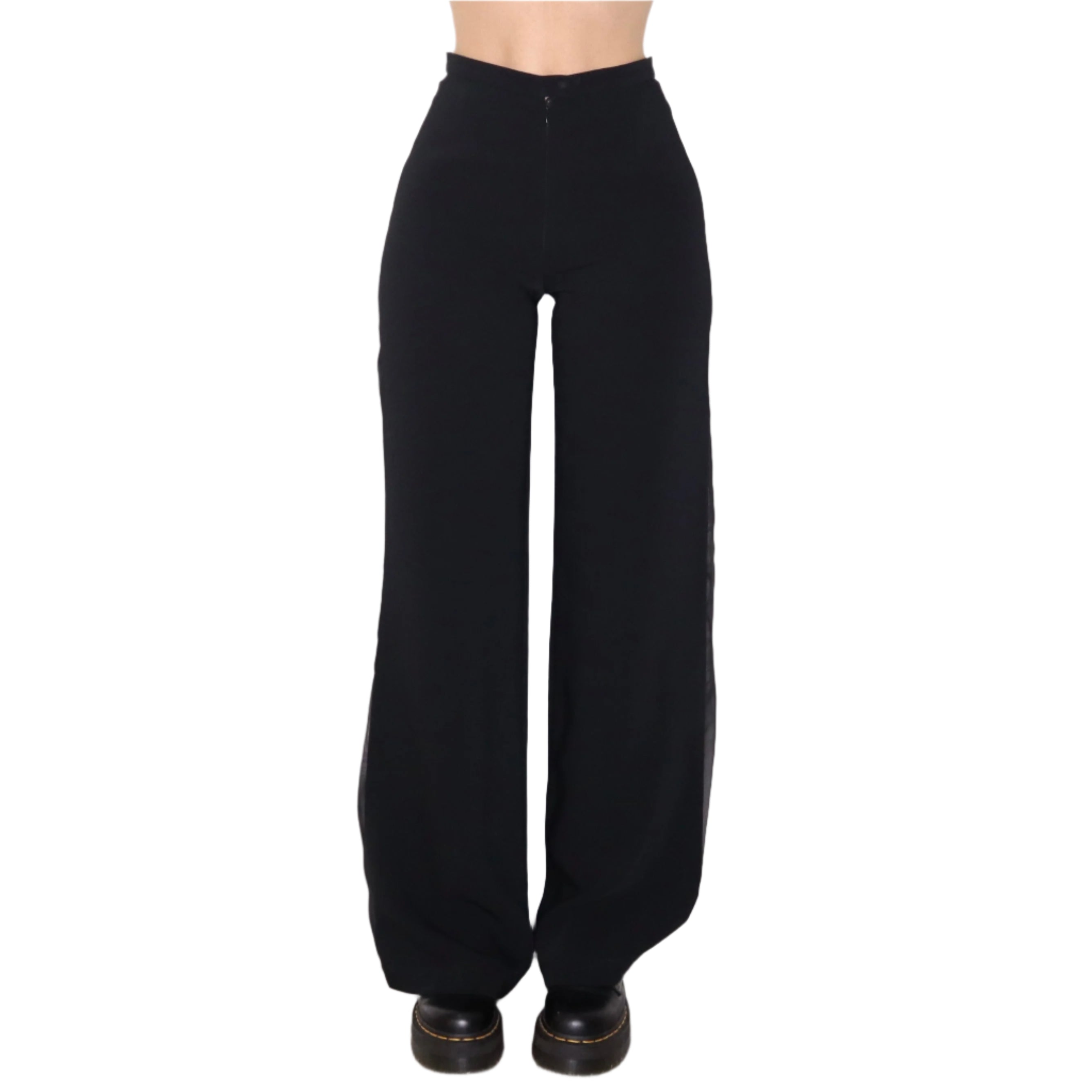 90s MUGLER Black Wide Leg Pants (S)