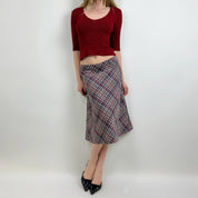 Vintage Plaid Midi Skirt (S)