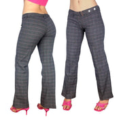 French Vintage Plaid Low Rise Flares (S)
