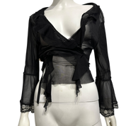 Vintage Gothic Flared Sleeve Italian Lace Mesh Wrap Top (one size)