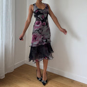 Vintage Italian Mesh Floral Dress (M)