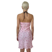 Vintage Pink Floral Silk Slip Dress (S)