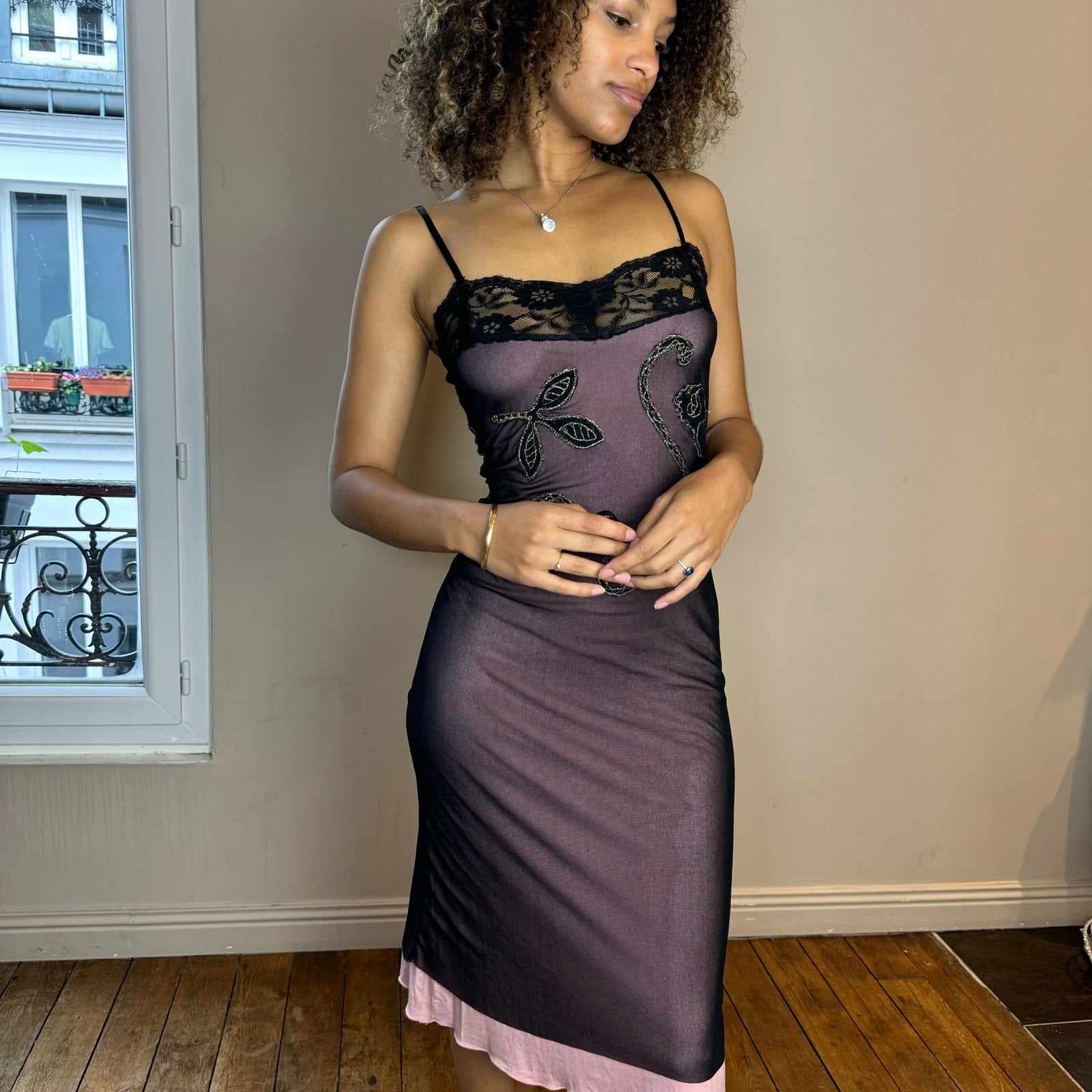 Vintage 90s mesh detailed romantic dress (S) – Holy Thrift