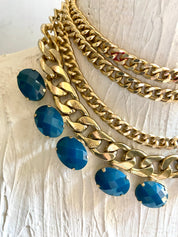 Gold & blue chain belt