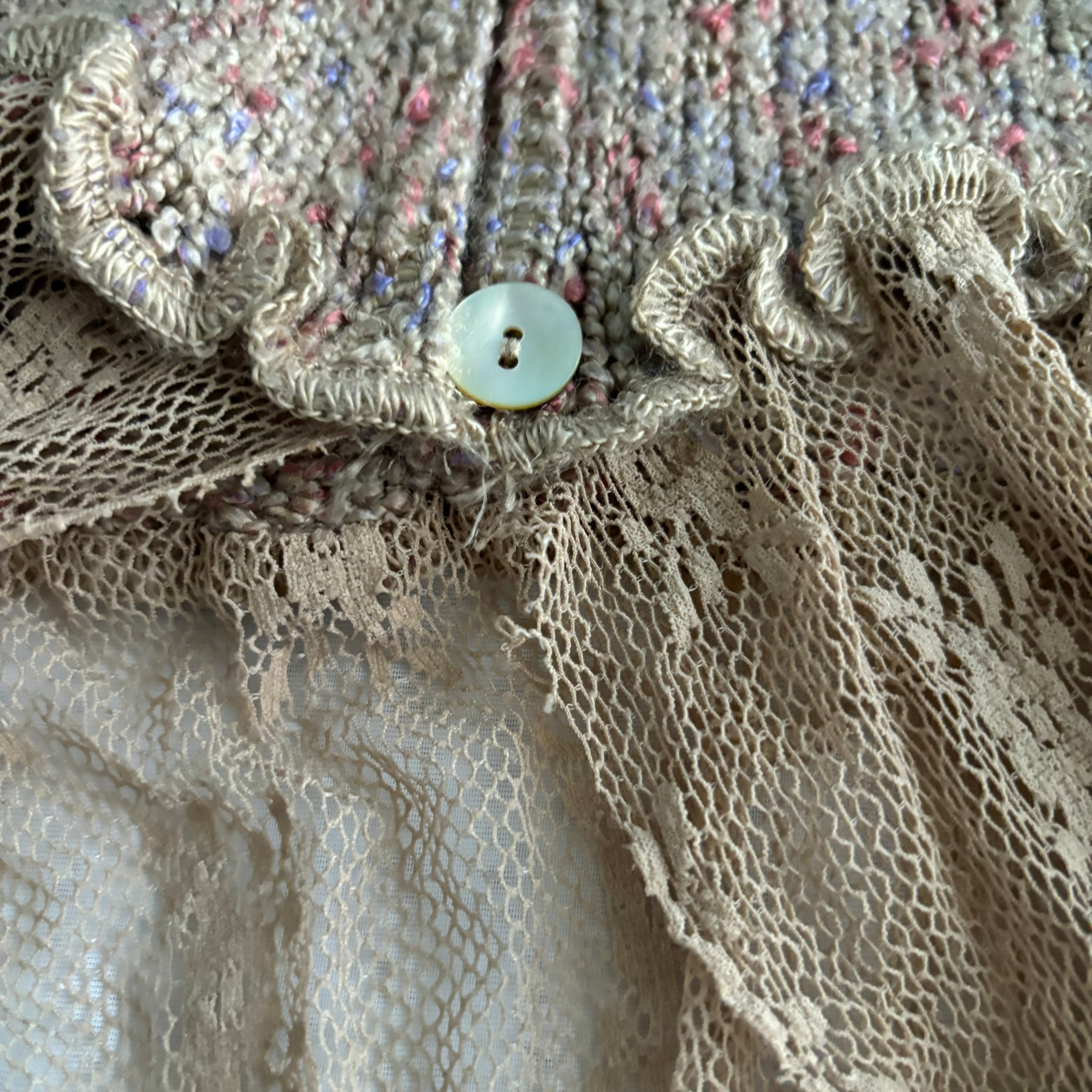 Zone Bleue Cream Rosette Cardigan (S/M)