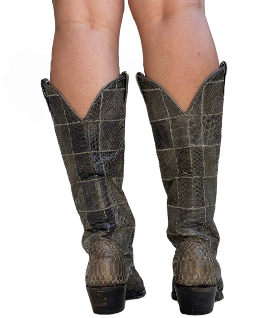 Grey snakeskin cowboy on sale boots