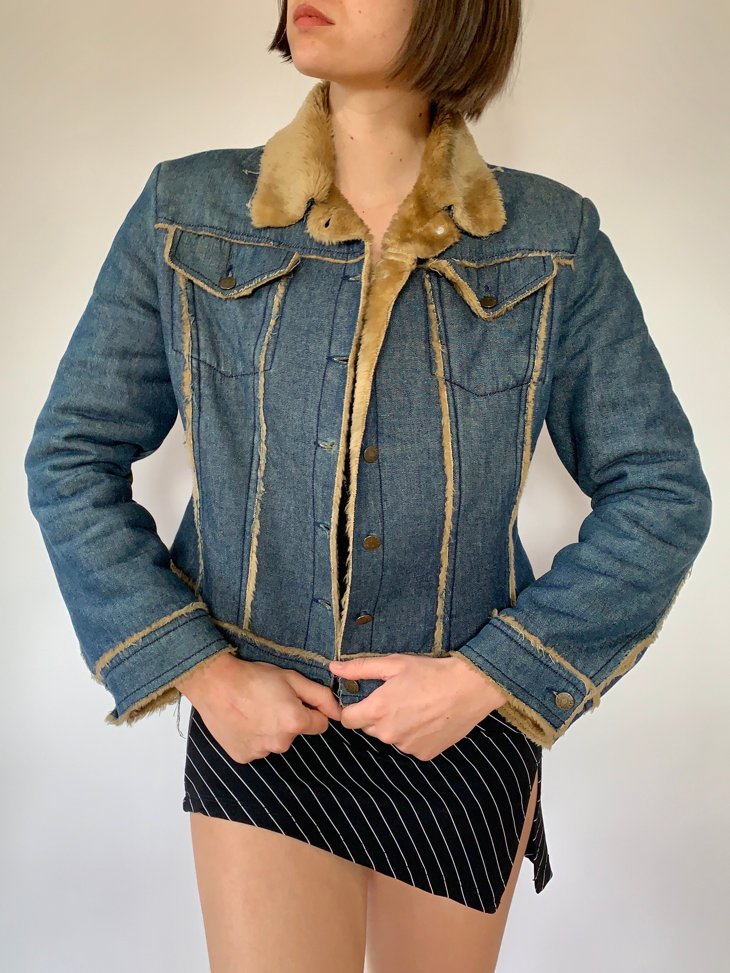 Y2K Denim & Faux Fur Jacket (S/M)