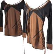 Y2K euro style mesh lace up top (M)