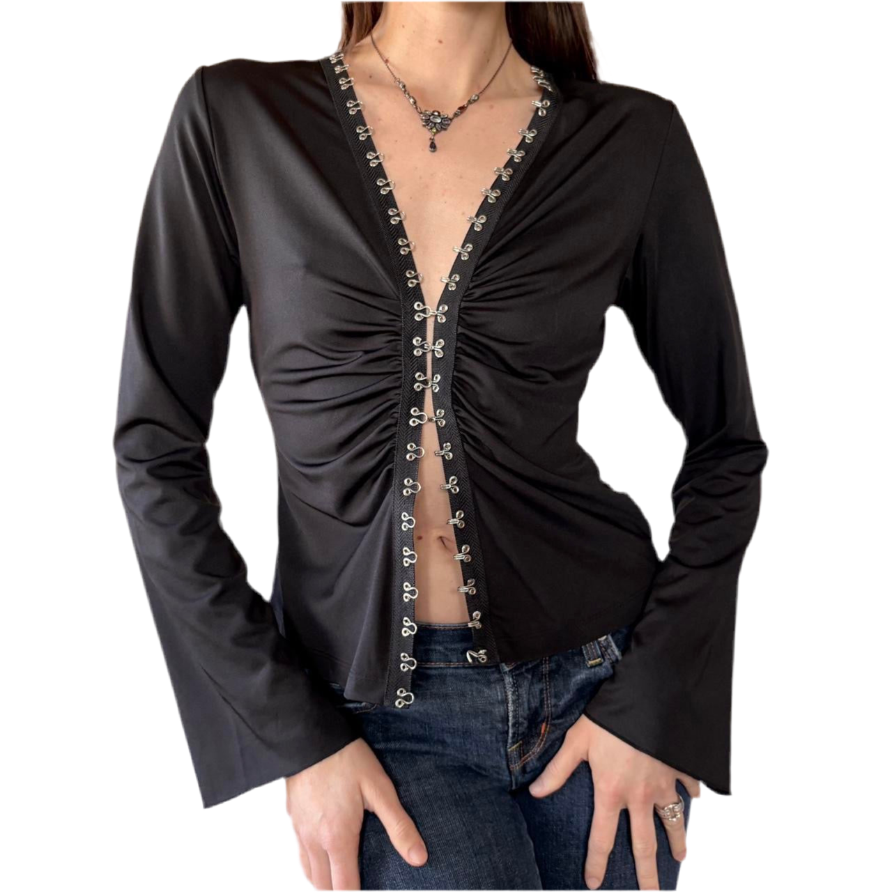 2000s Noir Hook & Eye Top (S)