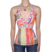 Y2K BCBG Colorful Summer Halter Top (XS)