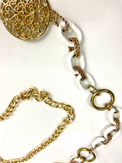 Vintage gold & white waist chain belt