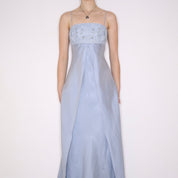 90s Ice Blue Corset Prom Dress (M)