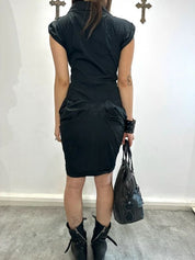 Vintage AllSaints Black Gothic Cotton Mini Dress (XS)