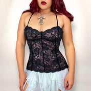 2000s Lace Corset Top (Medium)