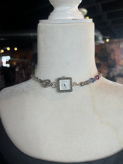 Silver Multicolored Beaded Watch Choker