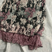 2000s Purple floral print mini dress (S)