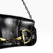 Rina Rich black studded horsebit shoulder bag