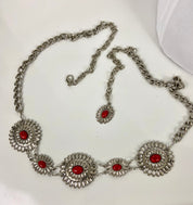 Red and silver stone concho belt