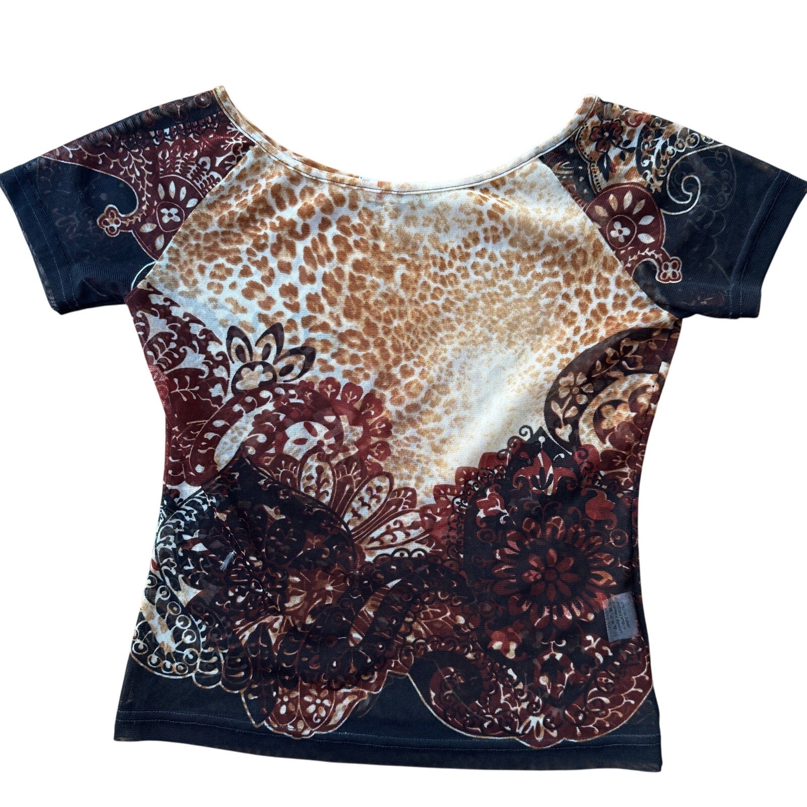 Vintage Italian Cheetah Print Mesh Top (S/M)