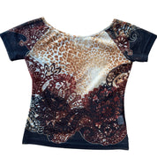 Vintage Italian Cheetah Print Mesh Top (S/M)