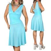 Y2K Slinky Aqua Midi Dress (M)