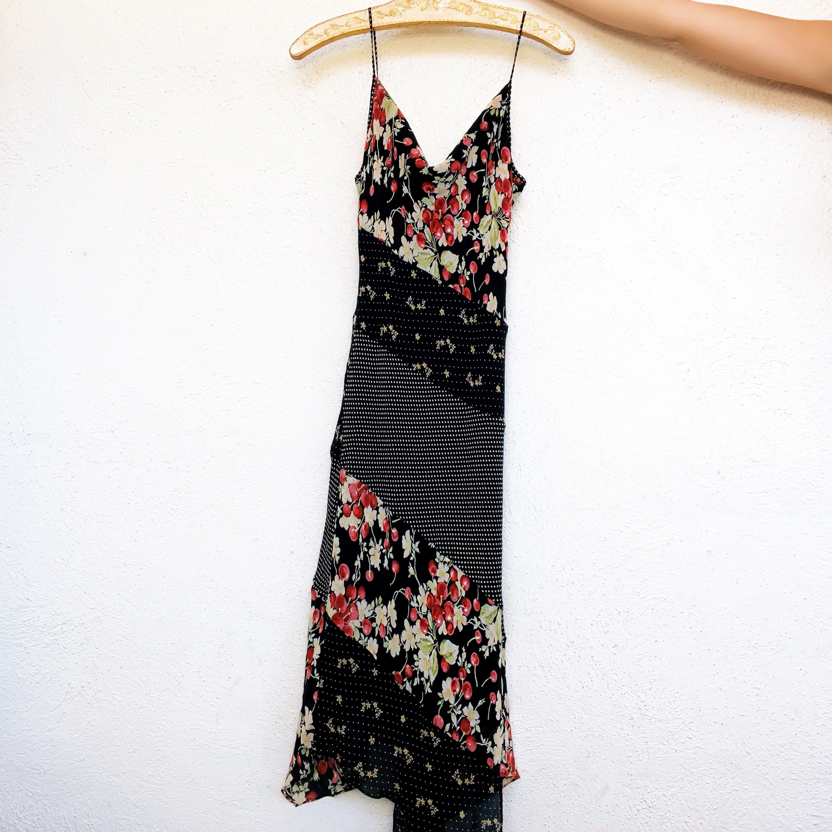 Vintage Silk Cherry Dress - Small