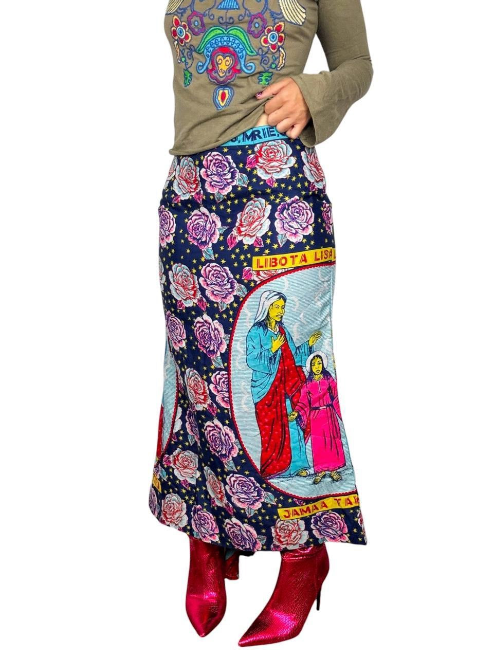 Vintage Religious Imagery Maxi Skirt (M)