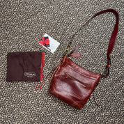 Coach Mahogany Leather Lacing Detail Satchel Bag