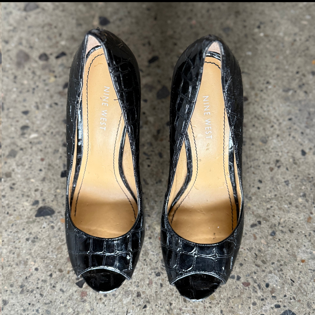 Nine West Croc-Embossed Peep-Toe Heel (7.5)