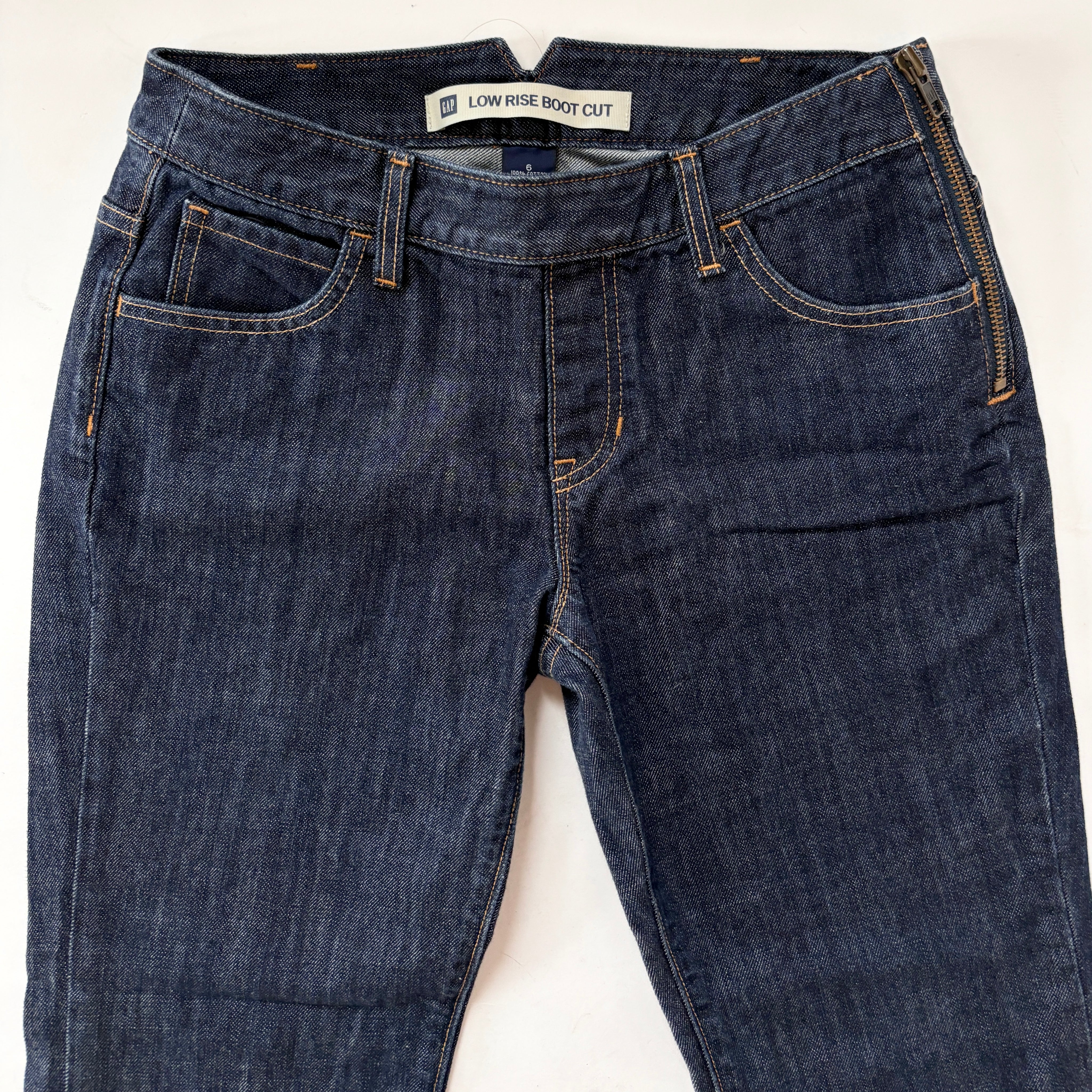 Y2K Side Zip Jeans - Dark Blue Wash (S)