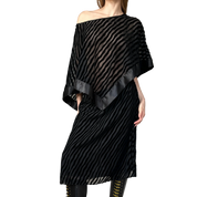 Vintage Striped Silk Poncho & Skirt Set (M)