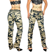 Y2K Low Rise Camo Cargo Flares (M)