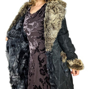 Pablo Valentino Parisian Vintage Fur Trim Suede Leather Patchwork Coat (M/L)