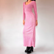 70s Baby Pink Knit Dress (XS)