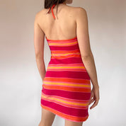 Y2K Stripy Halter Dress (XS)
