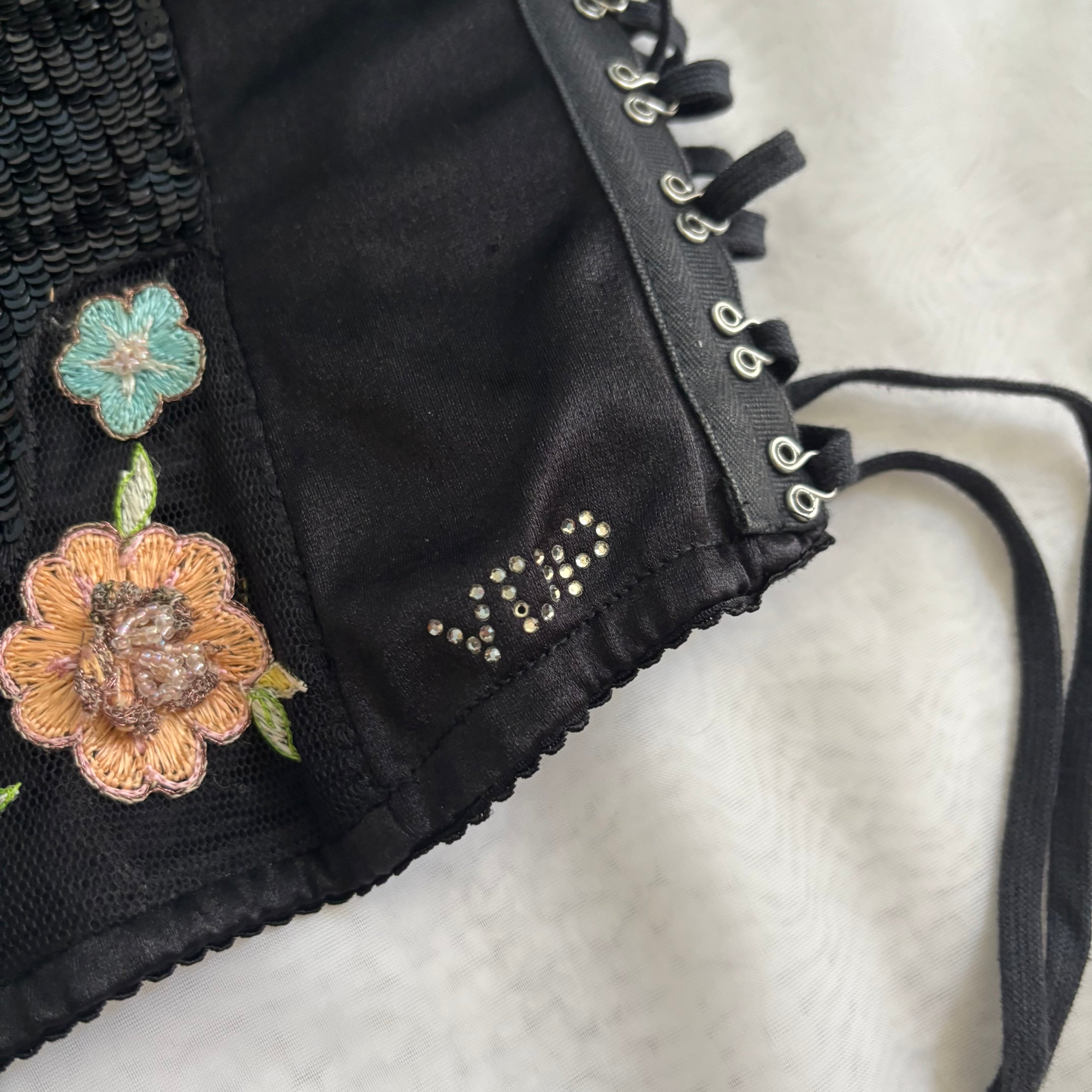 Italian Floral Lace Up Corset (S)