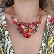 Vintage Wire-Wrapped Shell Flower Necklace