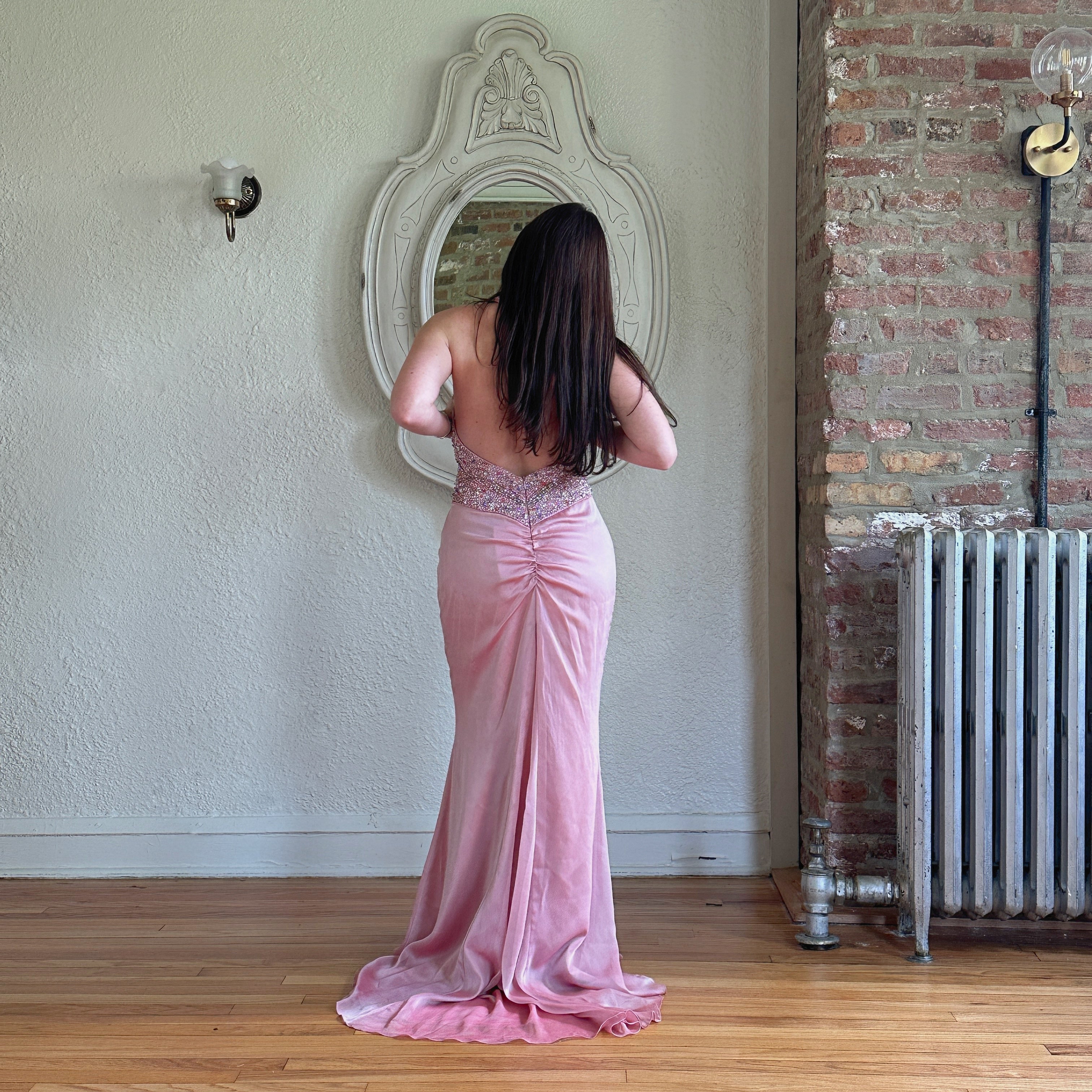 2000s Baby Pink Beaded Gown (S/M) Holy Thrift 2000s Baby Pink Beaded Gown (S/M) Holy Thrift