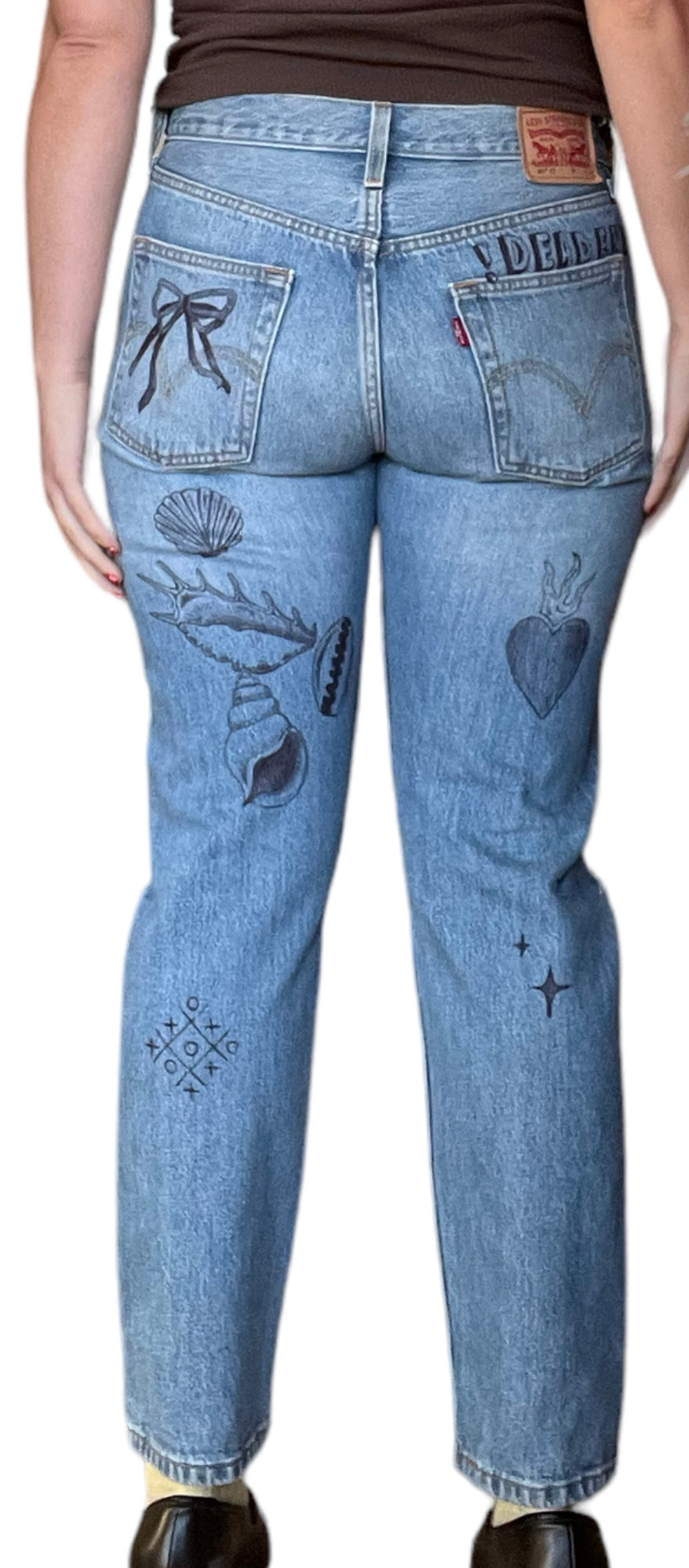 Handmade Vintage Mid-Rise Levi’s with Hand-Done Drawings (M)