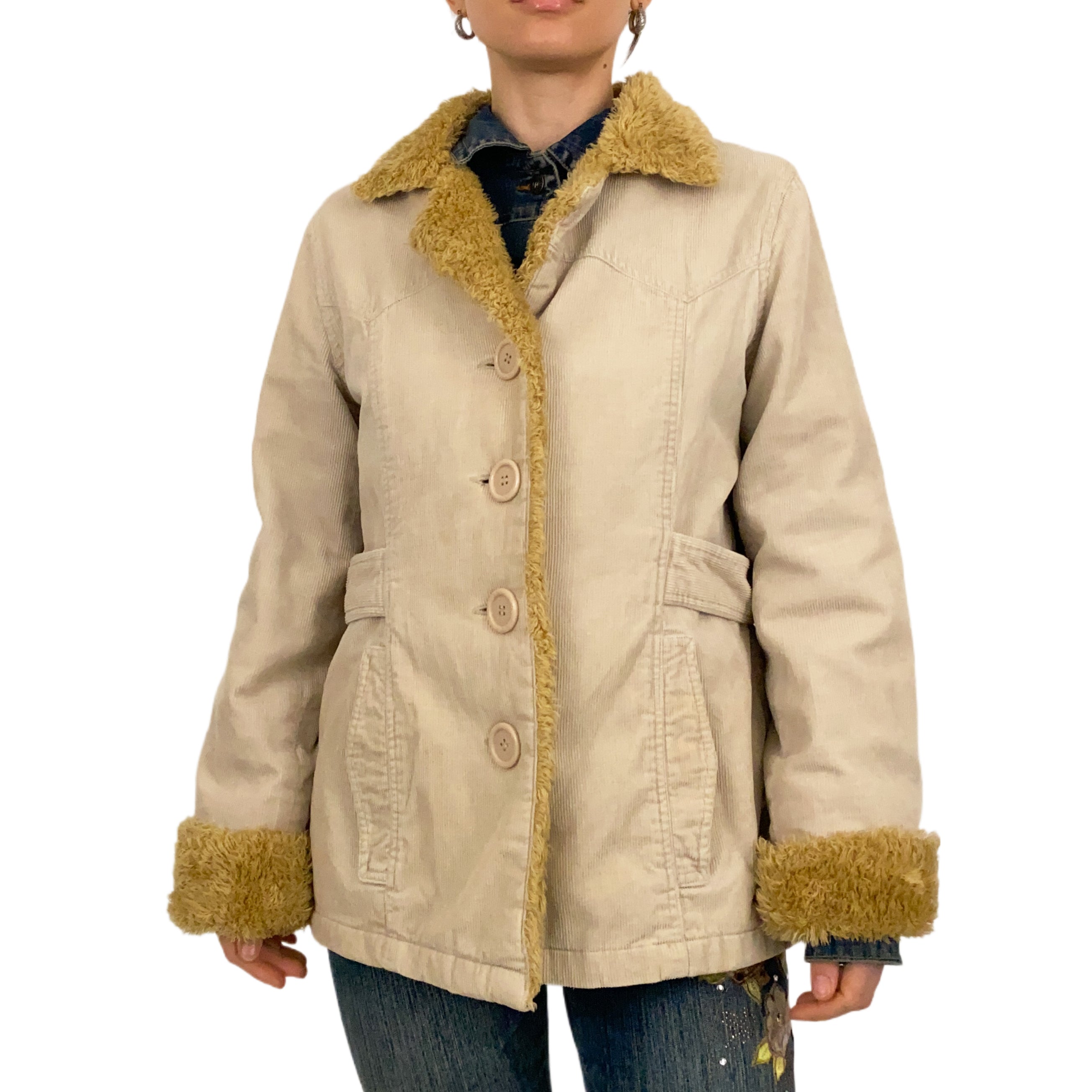 Mudd Corduroy Faux Fur Jacket (L)