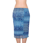 Y2K Blue Printed Mesh Midi Skirt (M)