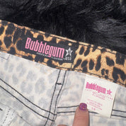 Vintage Bubblegum Leopard Flare Jeans (XS/S)