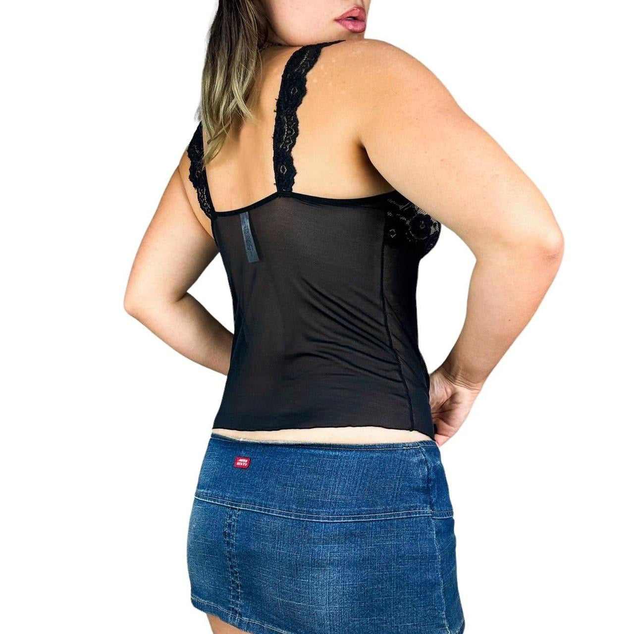 2000s Lacy Mesh Milkmaid Cami (L)