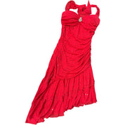 Vintage asymmetrical red dress (S)