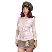 Vintage Mesh Cutout Graphic Long Sleeve (M)
