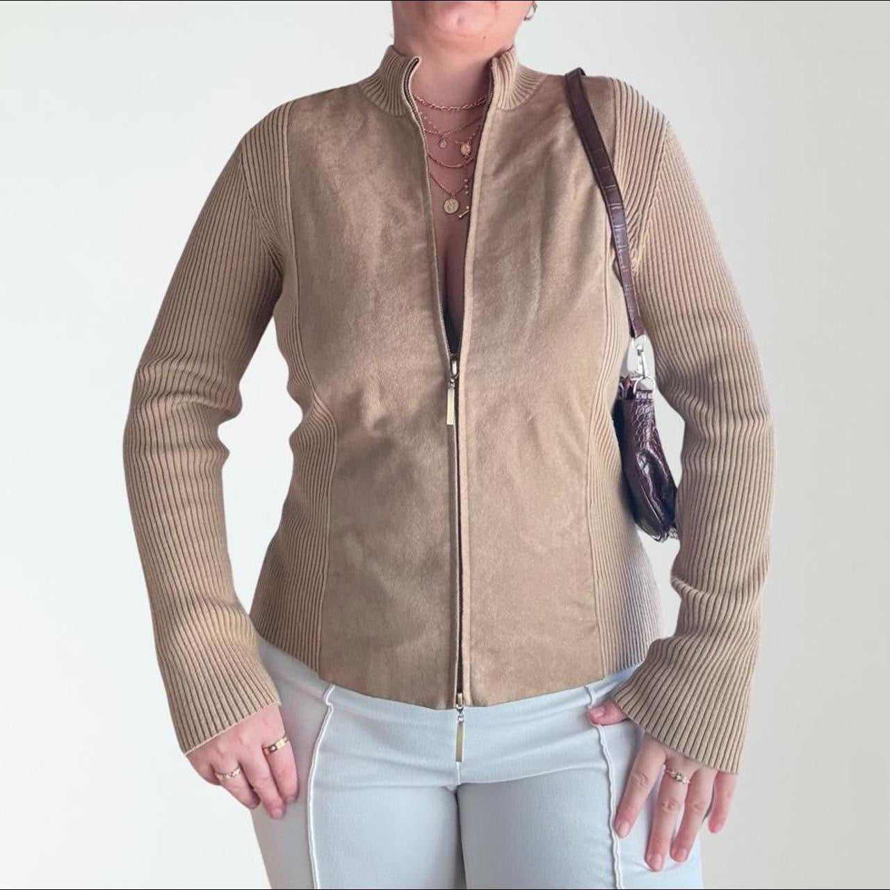 Vintage Double Zip-Up Camel Jacket (M)