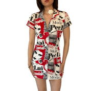 90s Media Print Dress (M)