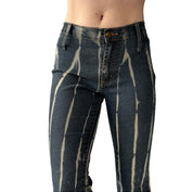 Y2K Bleach Striped Jeans (XS)