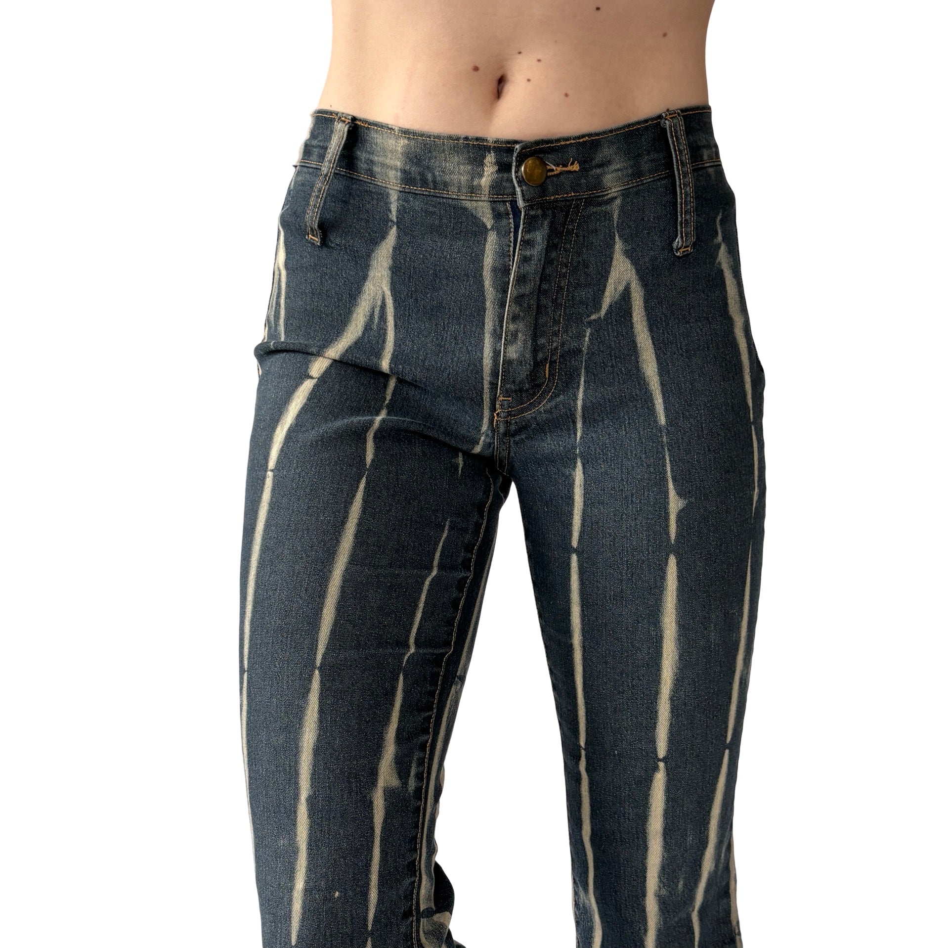 Y2K Bleach Striped Jeans (XS)