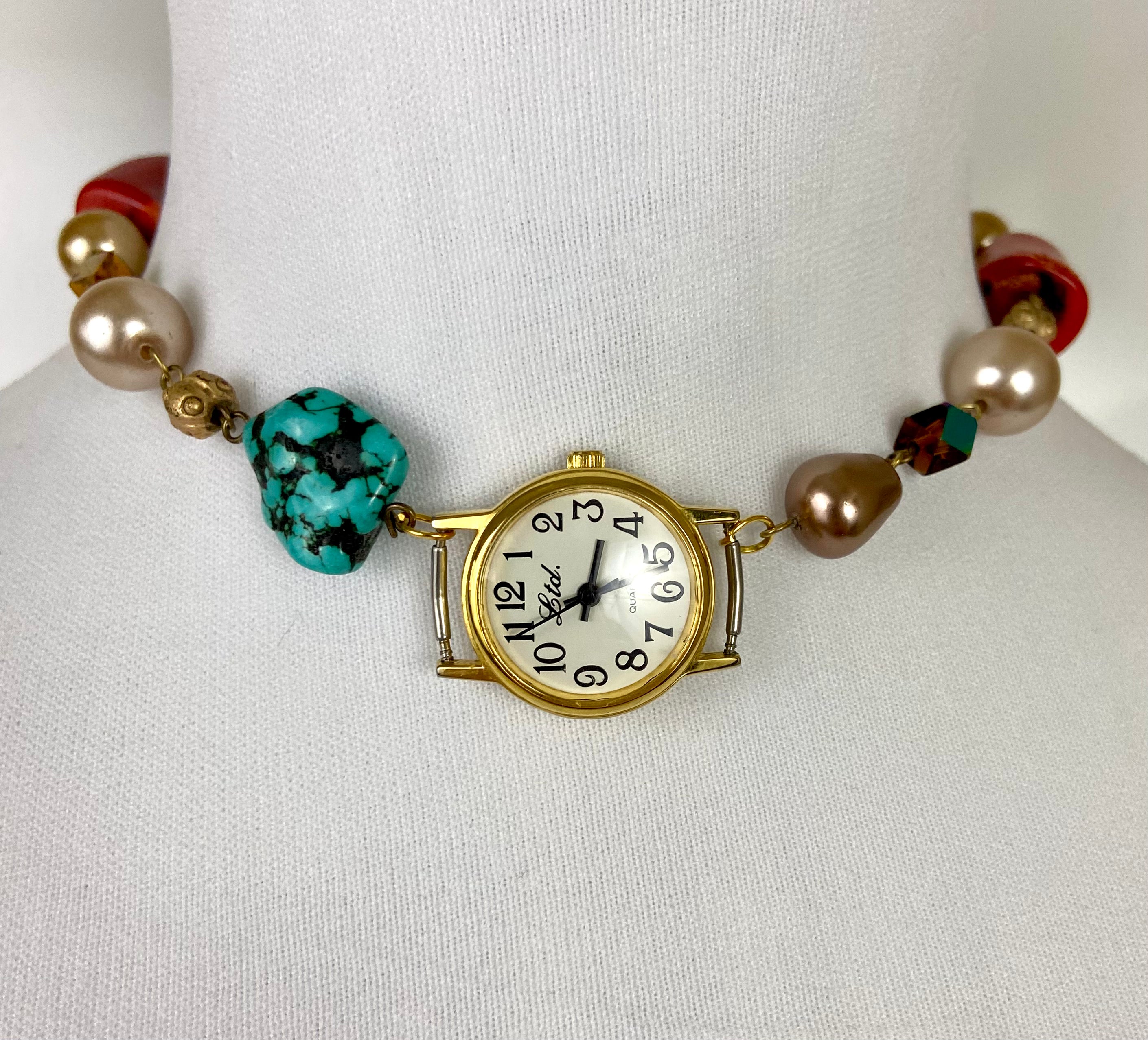 Cute watch with little beads choker